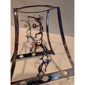 Vintage Kokopelli Metal Candle Holder Heat Patina Southwestern Decor Stand